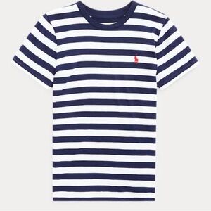 Ralph Lauren Women's Slim Fit Striped Rib-Knit Cotton Crew Neck T-Shirt